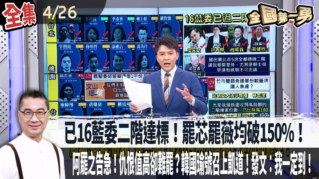 已16藍委二階達標！罷芯罷薇均破150%！阿罷之告急！仇恨值高卻難罷？韓國瑜號召上凱道！